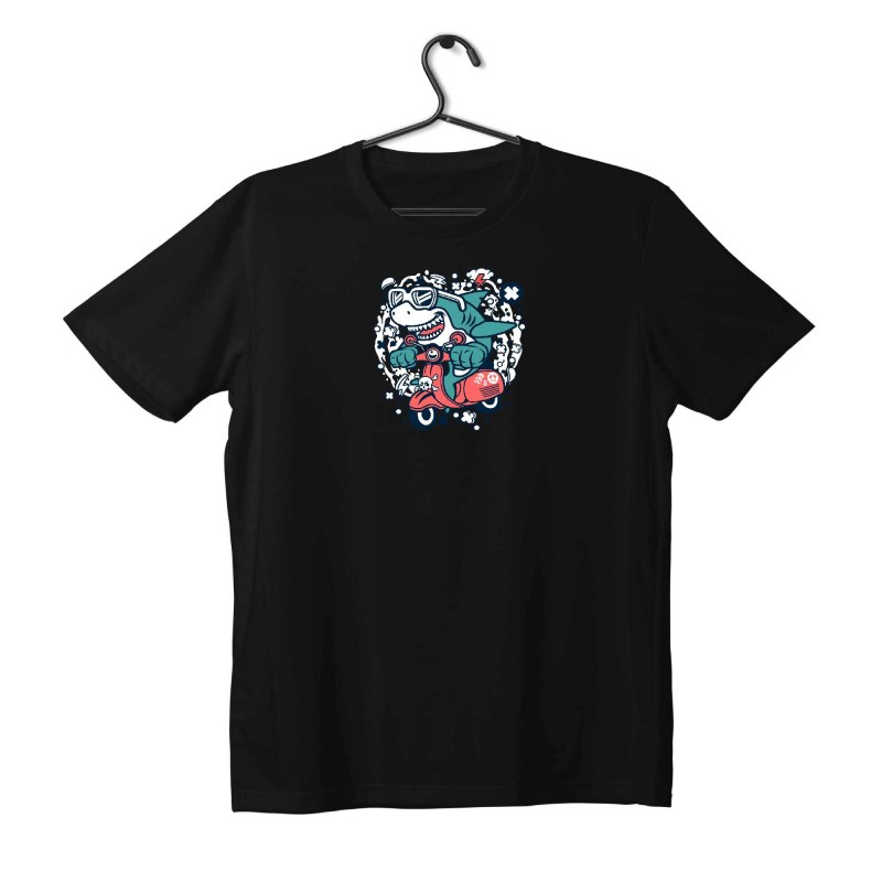 T-shirt Unisex Black Με Σταμπα Cool shark