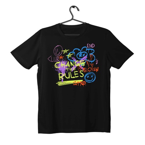 T-shirt Unisex Black Με Σχέδιο Change the rules