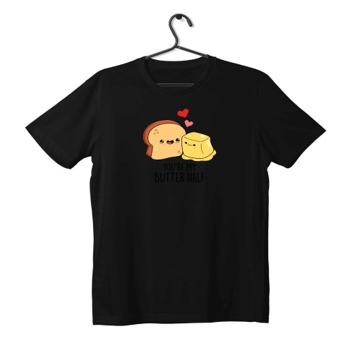 T-shirt Unisex Black Με Σχέδιο Butter half