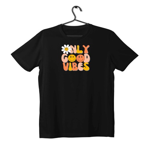 T-shirt Unisex Black Με Σχέδιο Only Good vibes5