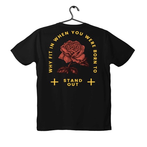 T-shirt Unisex Black Με Σχέδιο Stand out