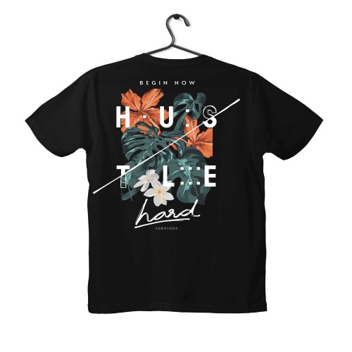 T-shirt Unisex Black Με Σχέδιο Begin now