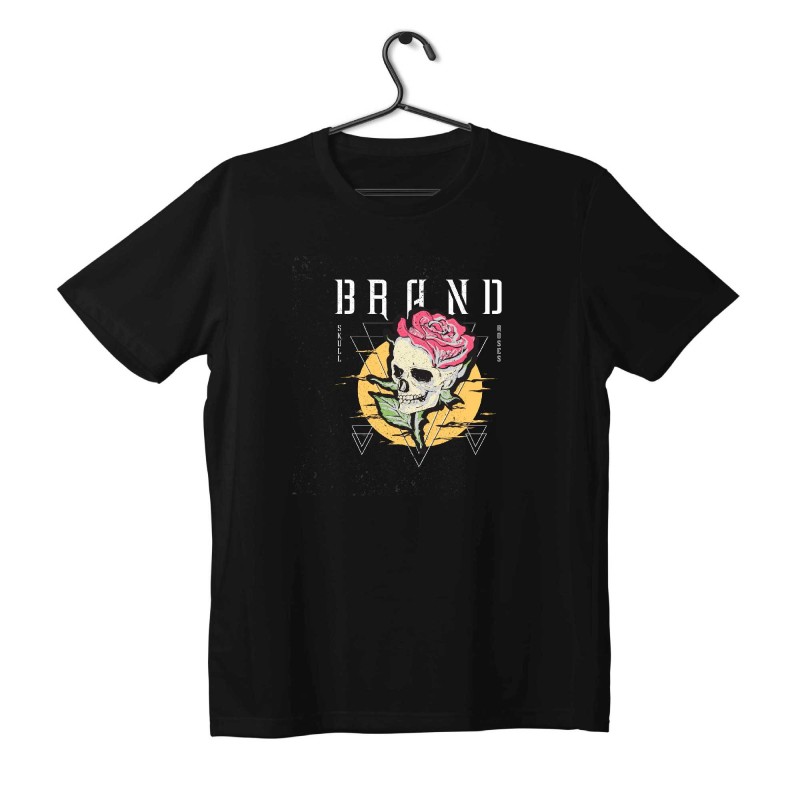 T-shirt Unisex Black Με Σχέδιο Brand Skull roses