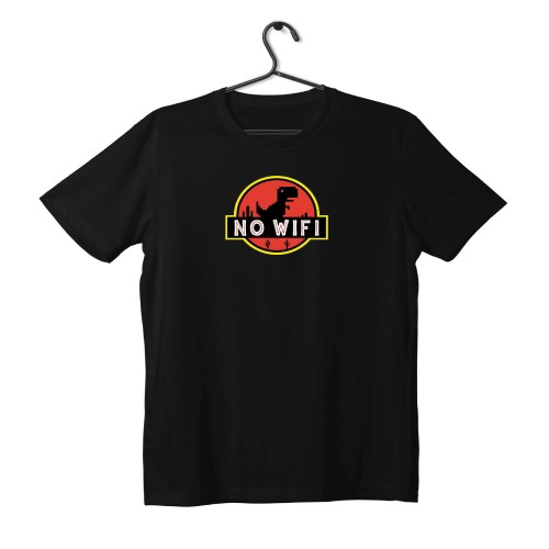T-shirt Unisex Black Με Σχέδιο No wifi