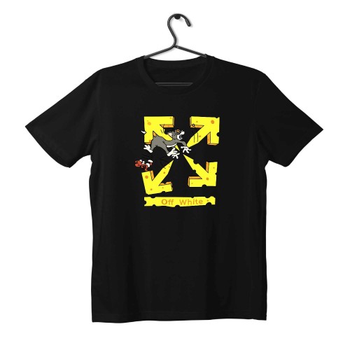 T-shirt Unisex Black Με Σχέδιο Of white