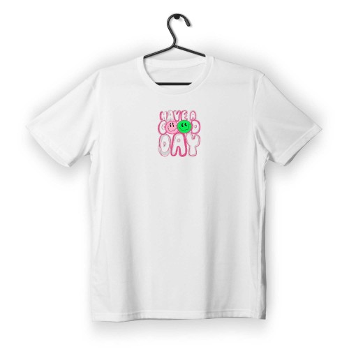 T-shirt Unisex White Με Σχέδιο Have a good day