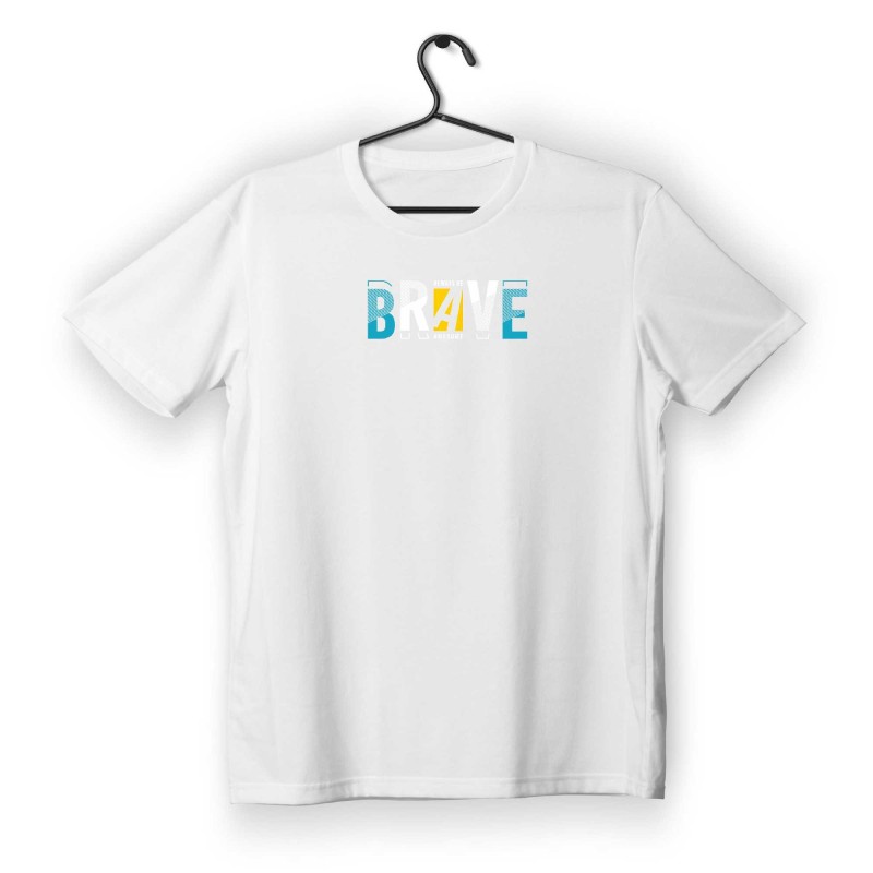 T-shirt Unisex White Με Σχέδιο Brave