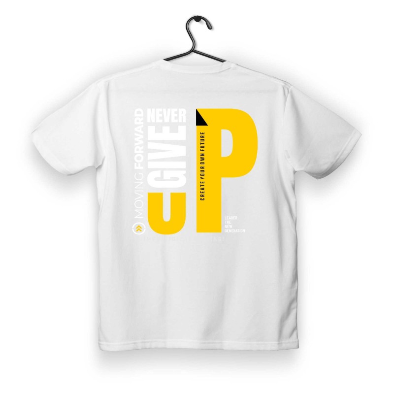 T-shirt Unisex White Με Σχέδιο Never give up
