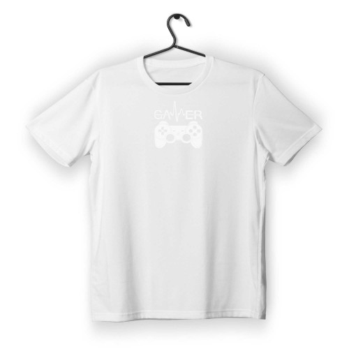 T-shirt Unisex White Με Σχέδιο Gamer