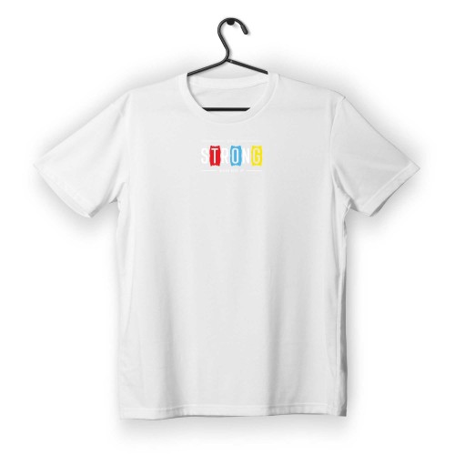 T-shirt Unisex White Με Σχέδιο Strong