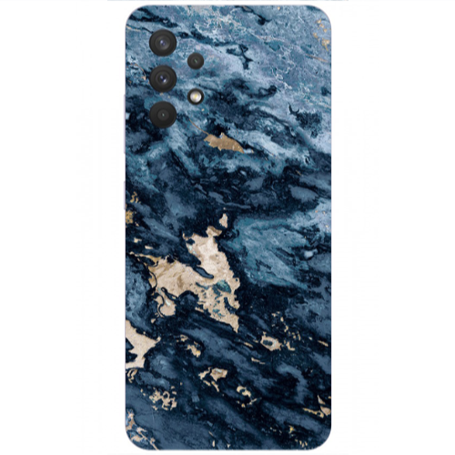 Θήκη Samsung A32 4G Marble Blue Gold-2- Transparent Silicone TPU