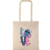 Τσάντα αγοράς ( NATURAL) με μακριά χερούλια STITCH LOVE