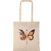Τσάντα αγοράς ( NATURAL) με μακριά χερούλια  BUTTERFLY AND FLOWERS
