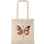 Τσάντα αγοράς ( NATURAL) με μακριά χερούλια  BUTTERFLY AND FLOWERS
