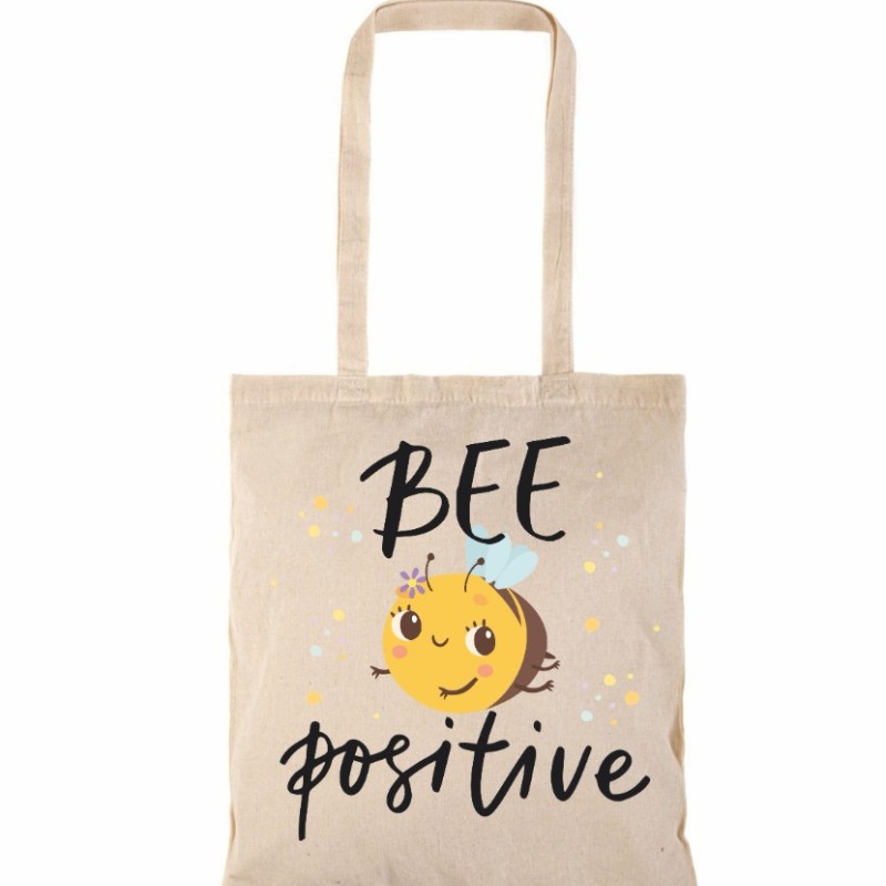 Τσάντα αγοράς ( NATURAL) με μακριά χερούλια BEE POSITIVE