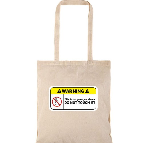 Τσάντα αγοράς ( NATURAL) με μακριά χερούλια WARNING