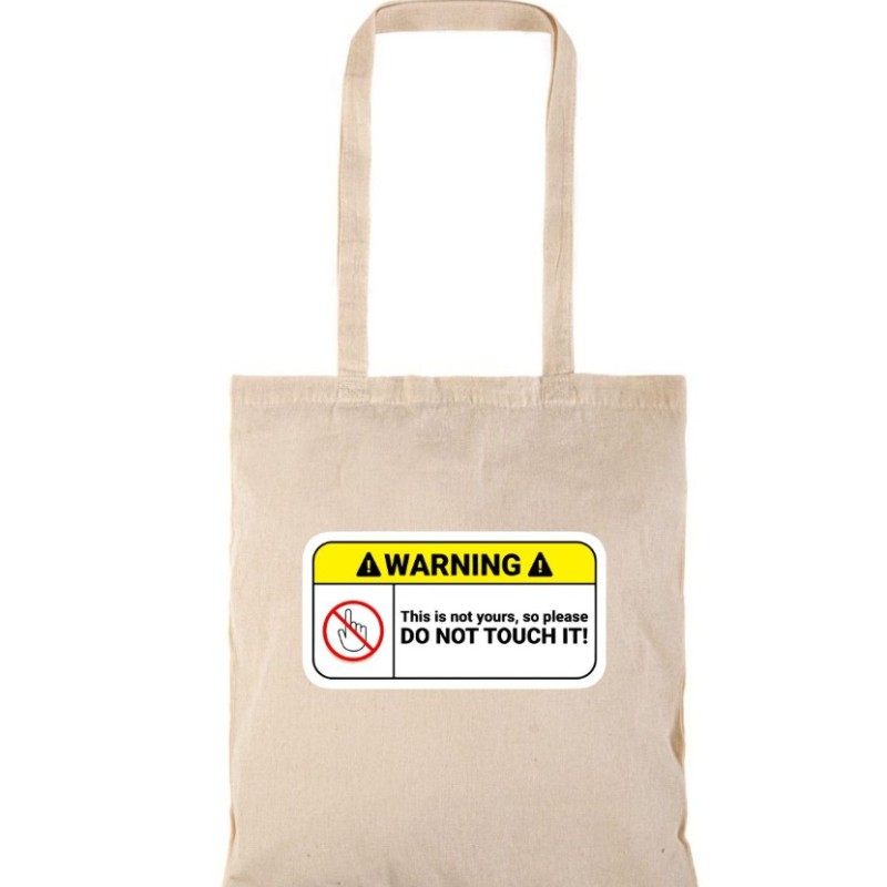 Τσάντα αγοράς ( NATURAL) με μακριά χερούλια WARNING