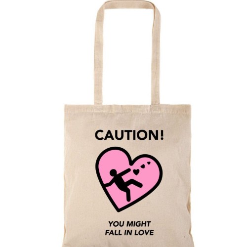 Τσάντα αγοράς ( NATURAL) με μακριά χερούλια CAUTION
