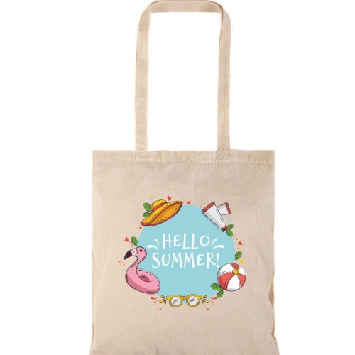 Τσάντα αγοράς ( NATURAL) με μακριά χερούλια HELLO SUMMER2