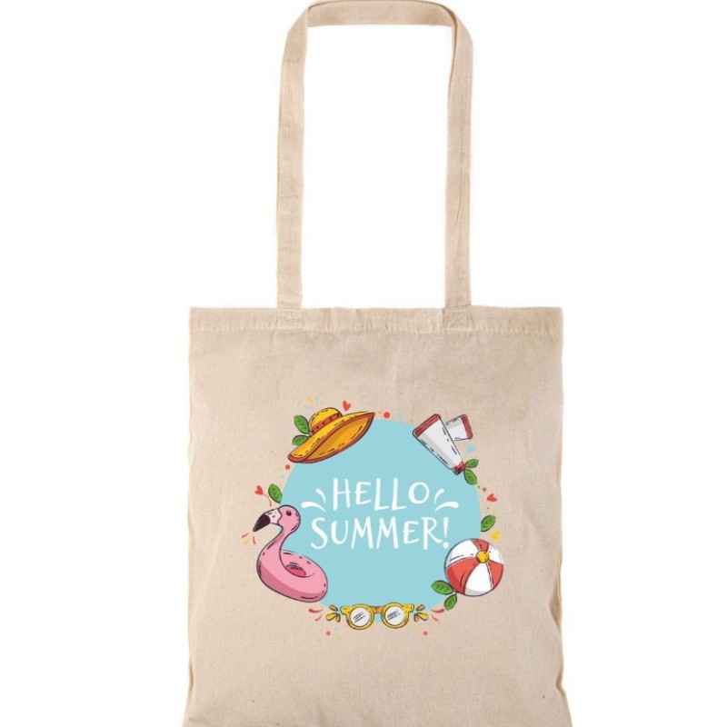 Τσάντα αγοράς ( NATURAL) με μακριά χερούλια HELLO SUMMER2
