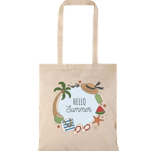 Τσάντα αγοράς ( NATURAL) με μακριά χερούλια HELLO SUMMER3