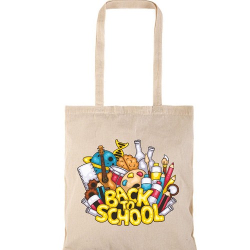 Τσάντα αγοράς ( NATURAL) με μακριά χερούλια BACK TO SCHOOL