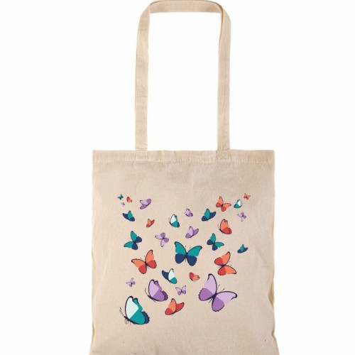 Τσάντα αγοράς ( NATURAL) με μακριά χερούλια BUTTERFLIES 2