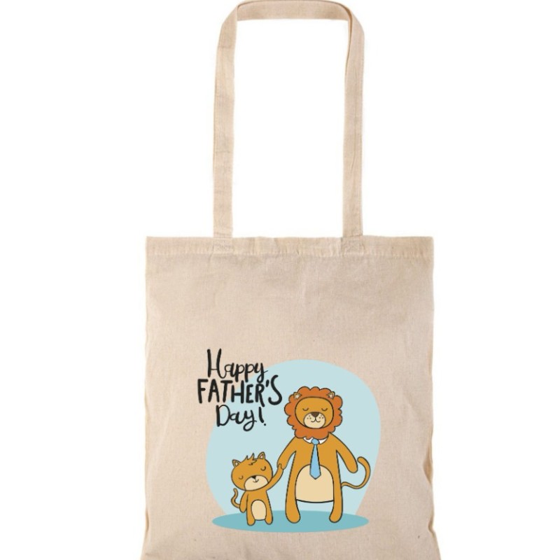 Τσάντα αγοράς ( NATURAL) με μακριά χερούλια HAPPY FATHERS DAY