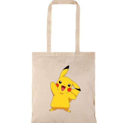 Τσάντα αγοράς ( NATURAL) με μακριά χερούλια  PIKACHU