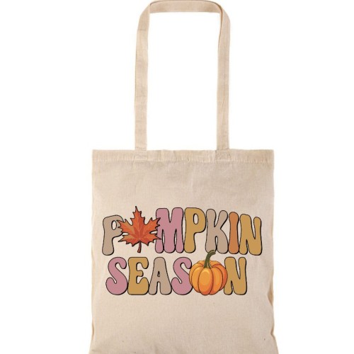 Τσάντα αγοράς ( NATURAL) με μακριά χερούλια PUMPKIN SEASON