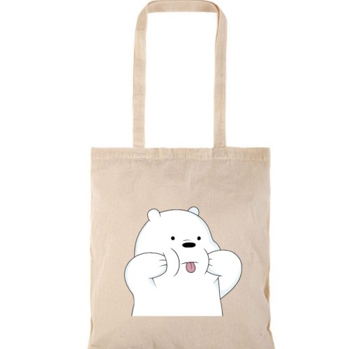 Τσάντα αγοράς ( NATURAL) με μακριά χερούλια WHITE BEAR