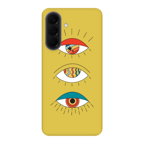 Samsung A57 3 different eyes Yellow Colored Silicone TPU Θήκη
