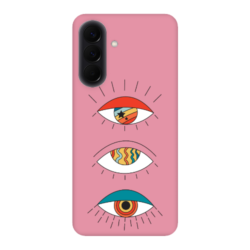 Samsung A37 3 different eyes Pink Colored Silicone TPU Θήκη