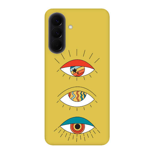 Samsung A37 3 different eyes Yellow Colored Silicone TPU Θήκη