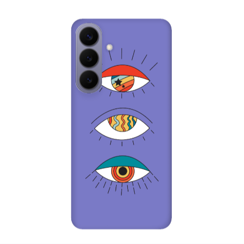Samsung S26 3 different eyes Purple Colored Silicone TPU Θήκη