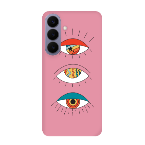 Samsung S26 3 different eyes Pink Colored Silicone TPU Θήκη