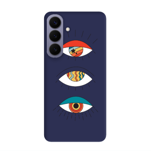 Samsung S26 3 different eyes Dark blue Colored Silicone TPU Θήκη
