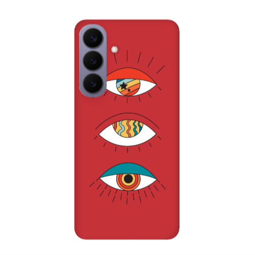 Samsung S26 3 different eyes Red Colored Silicone TPU Θήκη