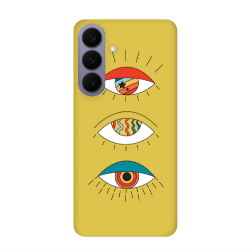 Samsung S26 3 different eyes Yellow Colored Silicone TPU Θήκη