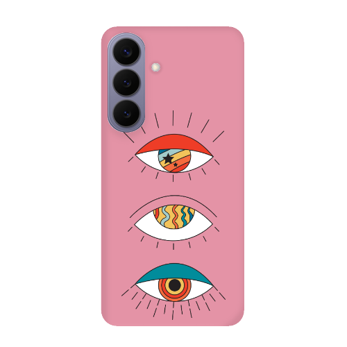 Samsung S26 PLUS 3 different eyes Pink Colored Silicone TPU Θήκη