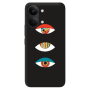 Xiaomi POCO X8 PRO MAX 3 different eyes Black Colored Silicone TPU Θήκη