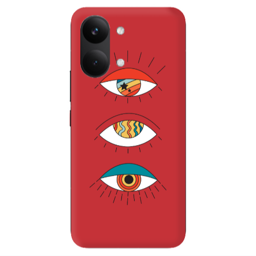 Xiaomi POCO X8 PRO MAX 3 different eyes Red Colored Silicone TPU Θήκη