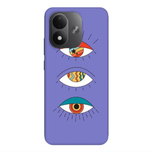 Xiaomi REDMI NOTE 17 4G 3 different eyes Purple Colored Silicone TPU Θήκη