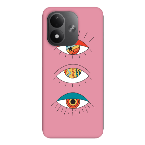 Xiaomi REDMI NOTE 17 4G 3 different eyes Pink Colored Silicone TPU Θήκη