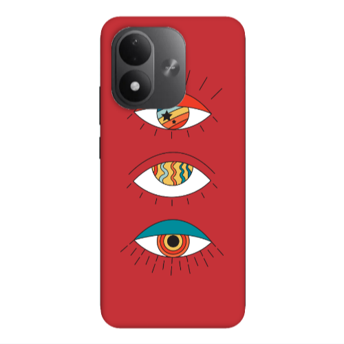 Xiaomi REDMI NOTE 17 4G 3 different eyes Red Colored Silicone TPU Θήκη