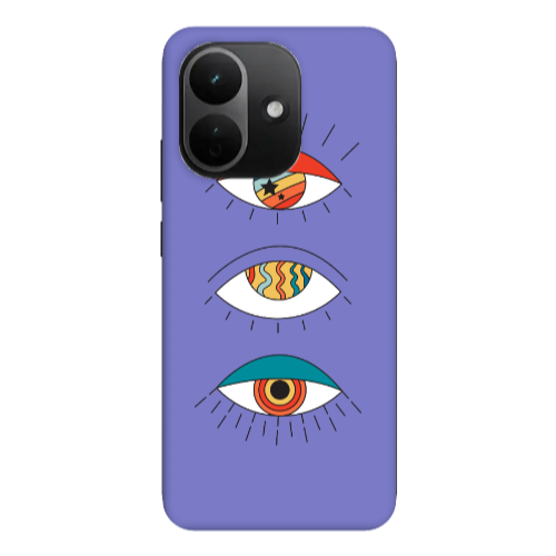 Xiaomi REDMI NOTE 17 PRO MAX 3 different eyes Purple Colored Silicone TPU Θήκη