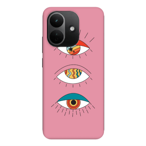 Xiaomi REDMI NOTE 17 PRO MAX 3 different eyes Pink Colored Silicone TPU Θήκη