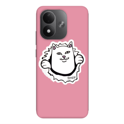 Xiaomi REDMI NOTE 17 4G White cat Pink Colored Silicone TPU Θήκη