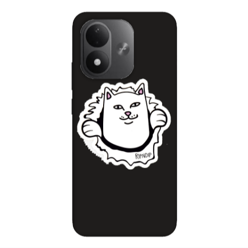 Xiaomi REDMI NOTE 17 4G White cat Black Colored Silicone TPU Θήκη