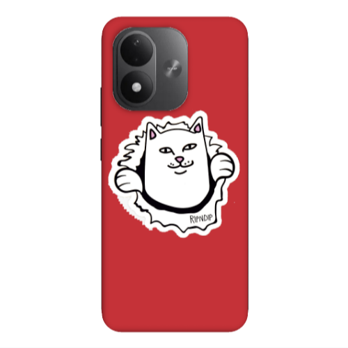 Xiaomi REDMI NOTE 17 4G White cat Red Colored Silicone TPU Θήκη